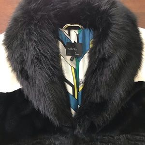 CeLeste by Bibhu fur cape black and white